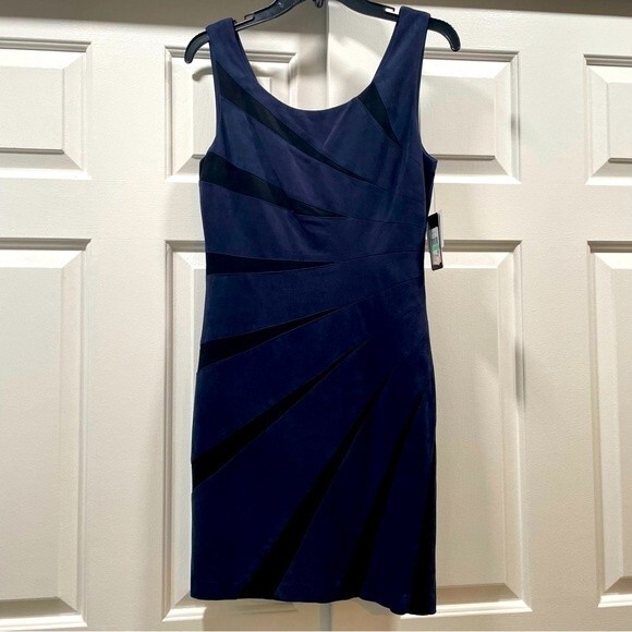 NWT Guess Blue and Black Starburst Dress Size 8 - Picture 1 of 11